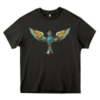 Asphalt western cross wings Heavy Core Tee - BarkalooDesign