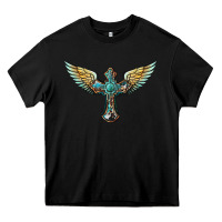 Black western cross wings Heavy Core Tee - BarkalooDesign