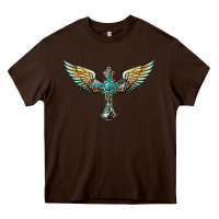 Chocolate Brown western cross wings Heavy Core Tee - BarkalooDesign