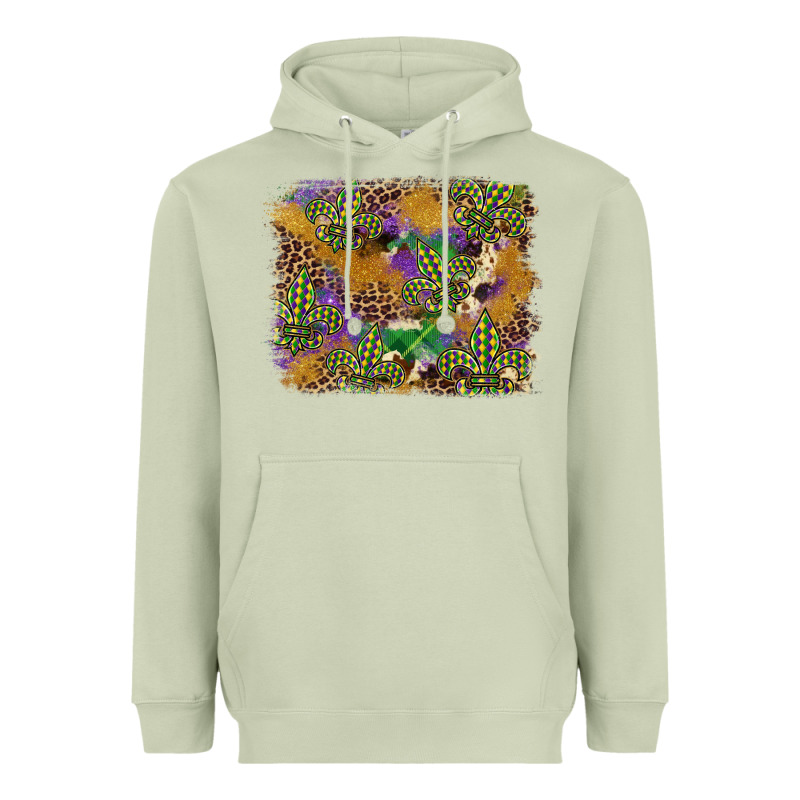 Mardi Gras Plaid Purple Glitter Background Heavyweight Hoodie by FaDigitalArtStudio | Teevron