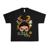 Black Western Messy Bun Boss Lady With Money Urban Heavy Tee - BundleAndBundleShop