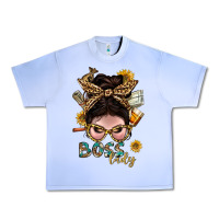 Grape Ice Western Messy Bun Boss Lady With Money Urban Heavy Tee - BundleAndBundleShop