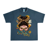 Midnight Navy Western Messy Bun Boss Lady With Money Urban Heavy Tee - BundleAndBundleShop