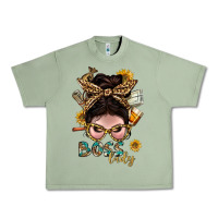 Oil Green Western Messy Bun Boss Lady With Money Urban Heavy Tee - BundleAndBundleShop