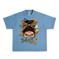 Pebble Blue Western Messy Bun Boss Lady With Money Urban Heavy Tee - BundleAndBundleShop