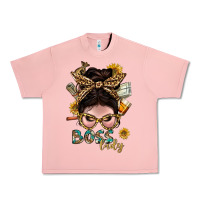 Salmon Western Messy Bun Boss Lady With Money Urban Heavy Tee - BundleAndBundleShop