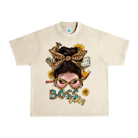 Sandshell Western Messy Bun Boss Lady With Money Urban Heavy Tee - BundleAndBundleShop