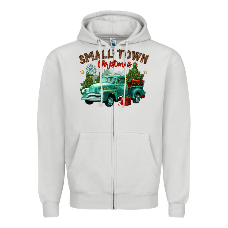 Small Town Christmas Zipper Hoodie by CowGirlArtShop | Teevron