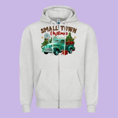 Small Town Christmas Zipper Hoodie Designed By Cowgirlartshop