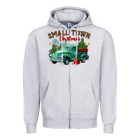 Heather Grey small town christmas Zipper Hoodie - CowGirlArtShop