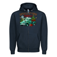 Navy small town christmas Zipper Hoodie - CowGirlArtShop