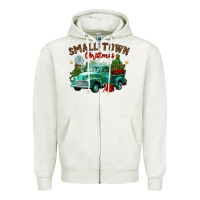 Oatmeal Heather small town christmas Zipper Hoodie - CowGirlArtShop