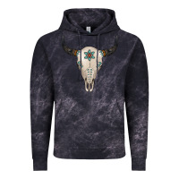Cloud Black Turquoise Bull Skull Vintage Hoodie - Jasminsmagicworld