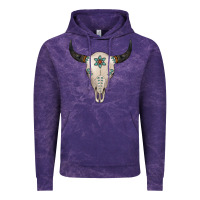Cloud Purple Turquoise Bull Skull Vintage Hoodie - Jasminsmagicworld