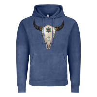 Vintage Denim Turquoise Bull Skull Vintage Hoodie - Jasminsmagicworld