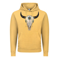 Vintage Mustard Turquoise Bull Skull Vintage Hoodie - Jasminsmagicworld