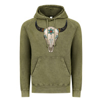 Vintage Olive Turquoise Bull Skull Vintage Hoodie - Jasminsmagicworld