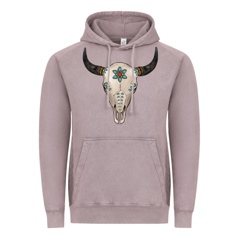 Turquoise Bull Skull Vintage Hoodie by Jasminsmagicworld | Teevron
