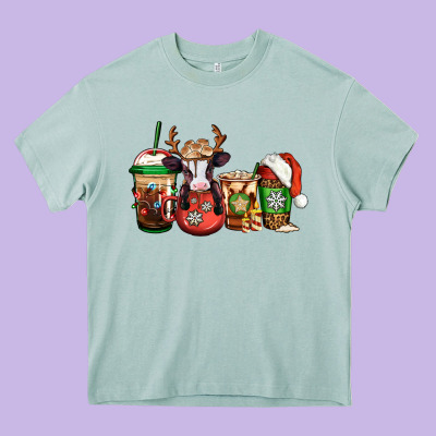 Christmas Baby Calf Coffee Cups Heavy Core Tee Designed By Jasminsmagicworld