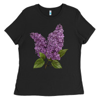 Black Purple Lilac Flower Illustrations Ladies Tee - LillyAllenDesigns