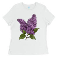 White Purple Lilac Flower Illustrations Ladies Tee - LillyAllenDesigns