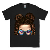Black Messy Bun Mom And Glitter Glasses Classic Tee - BundleAndBundleShop