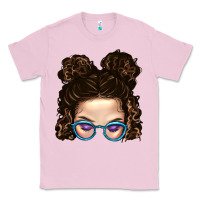 Bubblegum Pink Messy Bun Mom And Glitter Glasses Classic Tee - BundleAndBundleShop