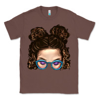 Chestnut Messy Bun Mom And Glitter Glasses Classic Tee - BundleAndBundleShop