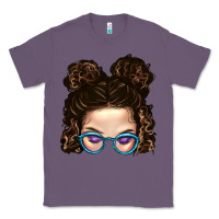 Lavender Messy Bun Mom And Glitter Glasses Classic Tee - BundleAndBundleShop