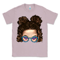 Lilac Messy Bun Mom And Glitter Glasses Classic Tee - BundleAndBundleShop