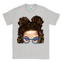 Moon Dust Messy Bun Mom And Glitter Glasses Classic Tee - BundleAndBundleShop