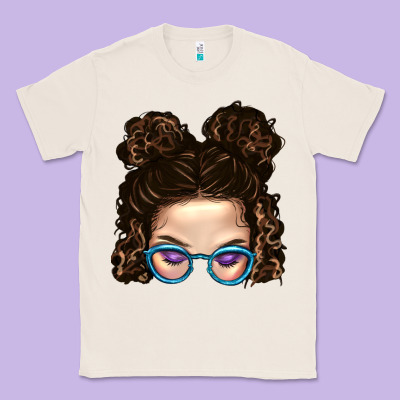 Messy Bun Mom And Glitter Glasses Classic Tee Designed By Bundleandbundleshop