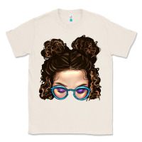 Natural Messy Bun Mom And Glitter Glasses Classic Tee - BundleAndBundleShop