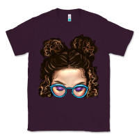 Plum Messy Bun Mom And Glitter Glasses Classic Tee - BundleAndBundleShop