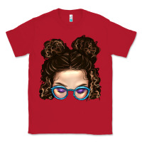 Red Messy Bun Mom And Glitter Glasses Classic Tee - BundleAndBundleShop