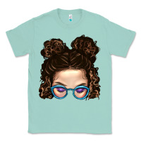 Seafoam Messy Bun Mom And Glitter Glasses Classic Tee - BundleAndBundleShop