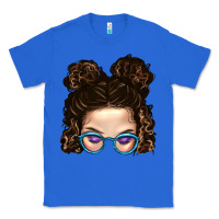 True Royal Messy Bun Mom And Glitter Glasses Classic Tee - BundleAndBundleShop