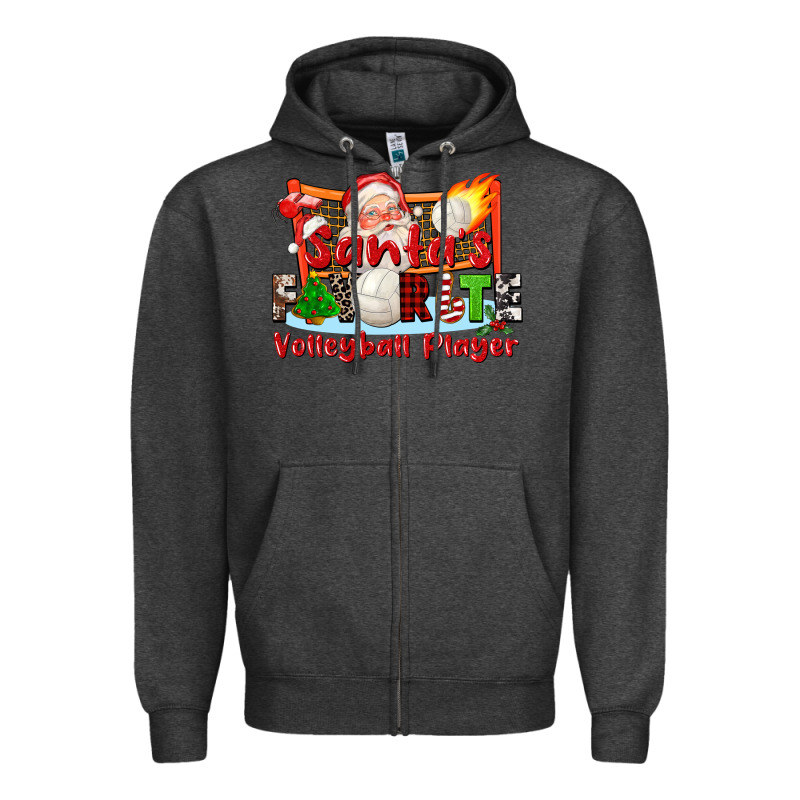 Santas Favorite Volleyball Player Zipper Hoodie by CowGirlArtShop | Teevron