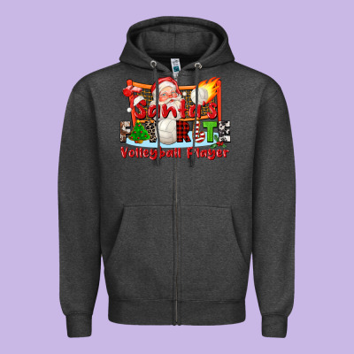 Santas Favorite Volleyball Player Zipper Hoodie Designed By Cowgirlartshop