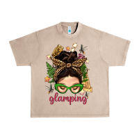 French Oak Glamping Messy Bun With Glamping Camp Tent Bbs Urban Heavy Tee - BundleAndBundleShop