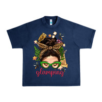 Navy Glamping Messy Bun With Glamping Camp Tent Bbs Urban Heavy Tee - BundleAndBundleShop