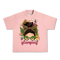 Salmon Glamping Messy Bun With Glamping Camp Tent Bbs Urban Heavy Tee - BundleAndBundleShop