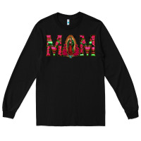 Black Mom with Floral Aztec and Leopard Background Long Sleeve Tee - Bettercallsaul