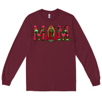 Burgundy Mom with Floral Aztec and Leopard Background Long Sleeve Tee - Bettercallsaul
