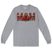 Heather Grey Mom with Floral Aztec and Leopard Background Long Sleeve Tee - Bettercallsaul