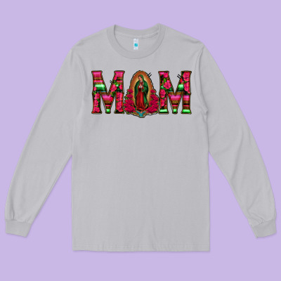 Mom With Floral Aztec And Leopard Background Long Sleeve Tee Designed By Bettercallsaul