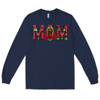Navy Mom with Floral Aztec and Leopard Background Long Sleeve Tee - Bettercallsaul
