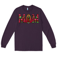 Plum Mom with Floral Aztec and Leopard Background Long Sleeve Tee - Bettercallsaul