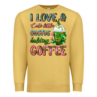 Antique Gold I Love A Cute Little Cactus Holding Coffee Premium Sweatshirt - FaDigitalArtStudio