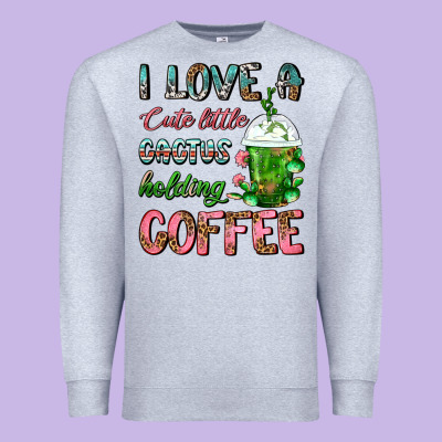 I Love A Cute Little Cactus Holding Coffee Premium Sweatshirt Designed By Fadigitalartstudio